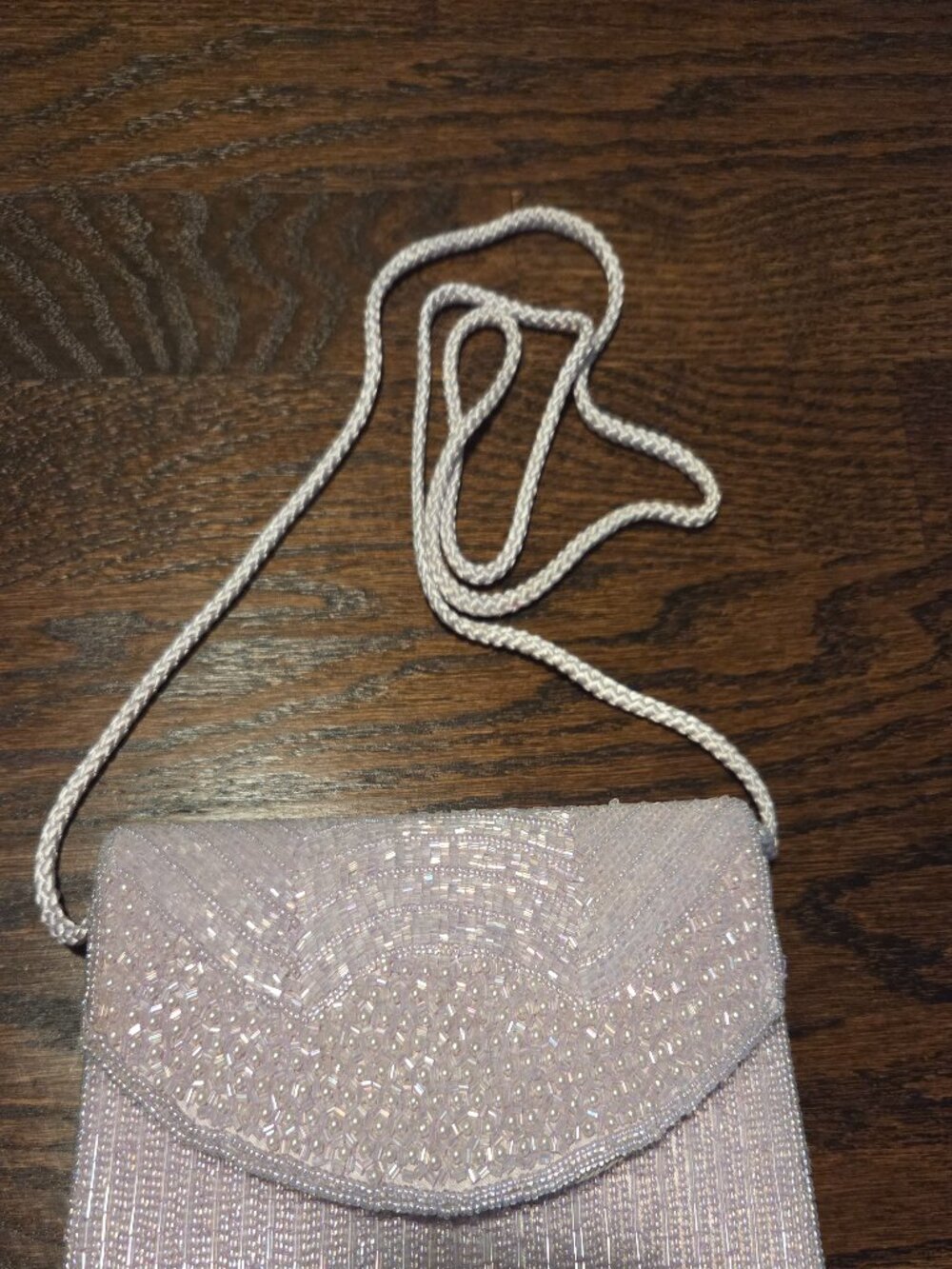 New Valerie Steven's lavender beaded clutch with delicate strap